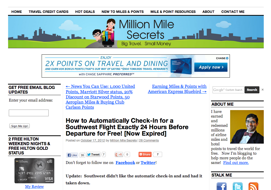 Featured On Million Mile Secrets